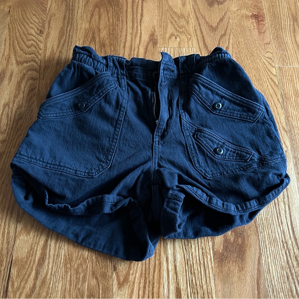 Dark Blue High-Waisted Shorts